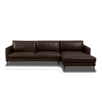 Linear L-Shape Sofa - Leather in Cacao Brown, view 1