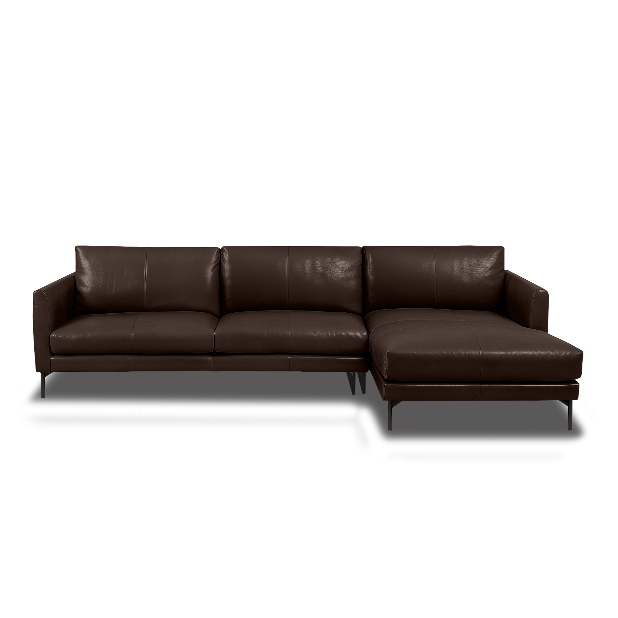 Linear L-Shape Sofa - Leather in Cacao Brown, view 1