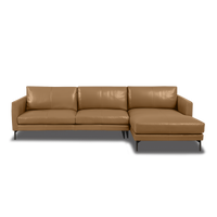 Linear L-Shape Sofa - Leather in Camel, view 11