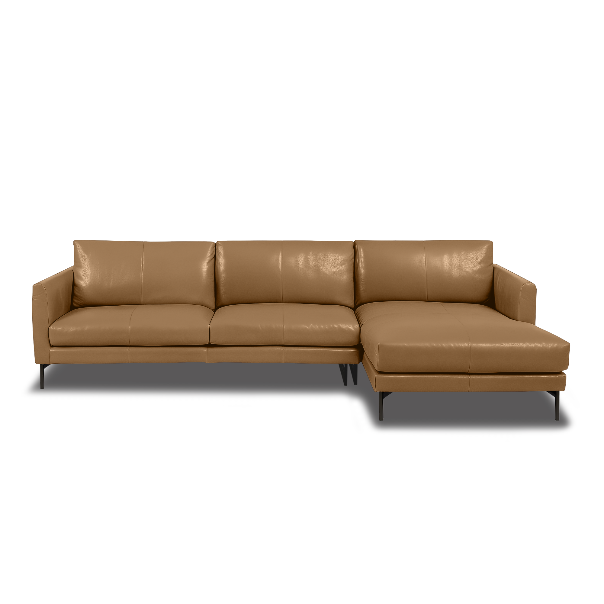 Linear L-Shape Sofa - Leather in Camel, view 11