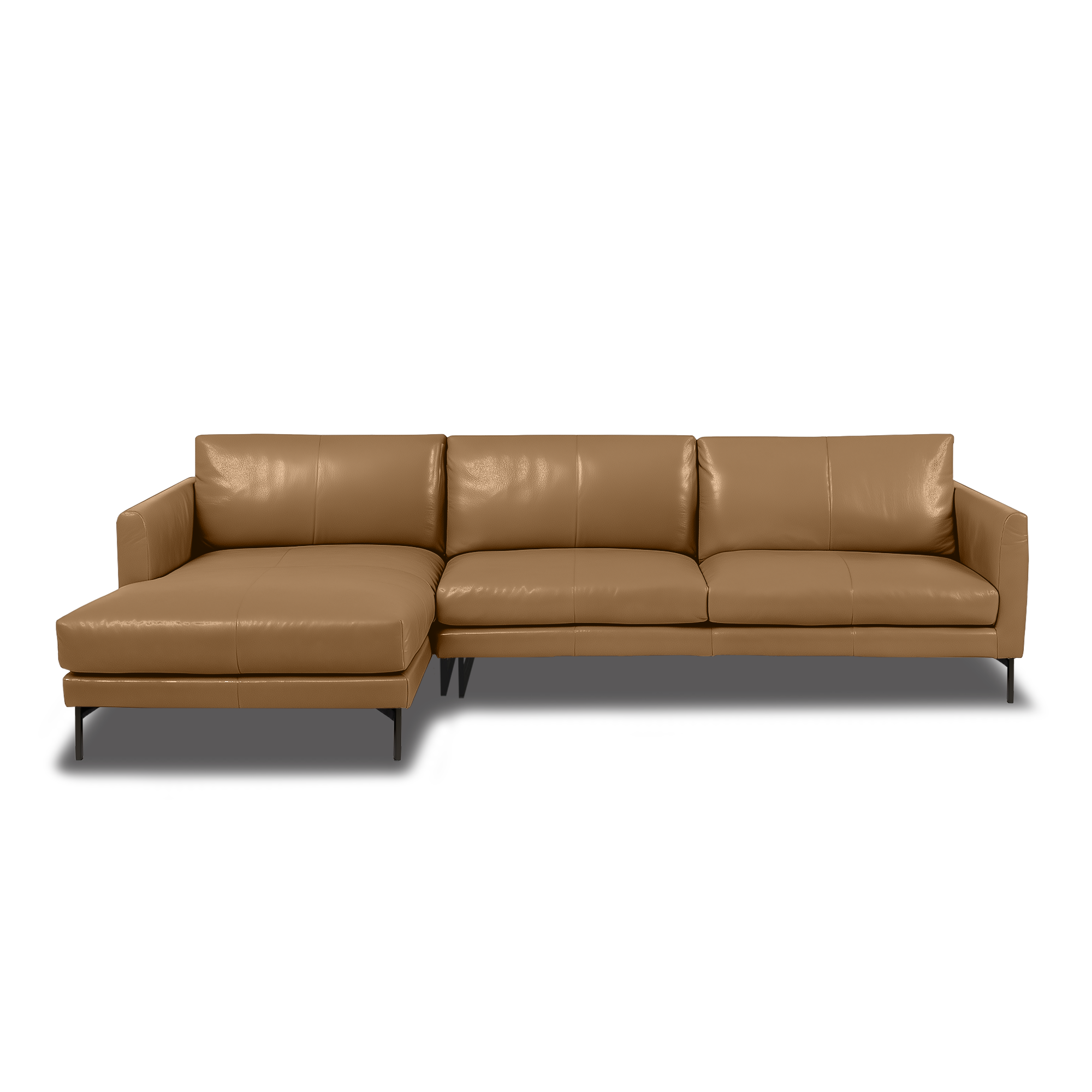 Linear L-Shape Sofa - Leather in Camel, view 15