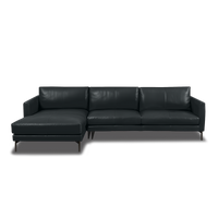 Linear L-Shape Sofa - Leather in grey, view 16