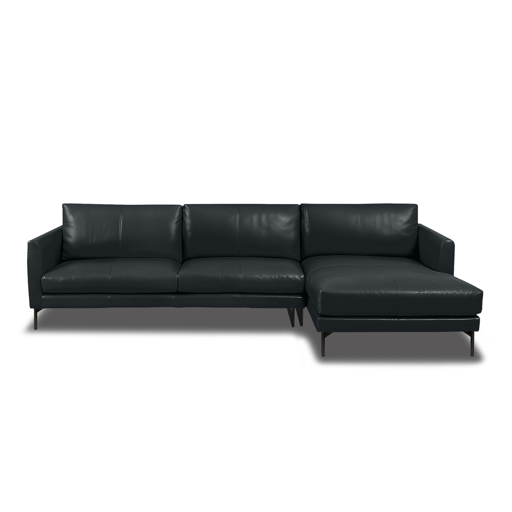 Linear L-Shape Sofa - Leather in Carbon Grey, view 5