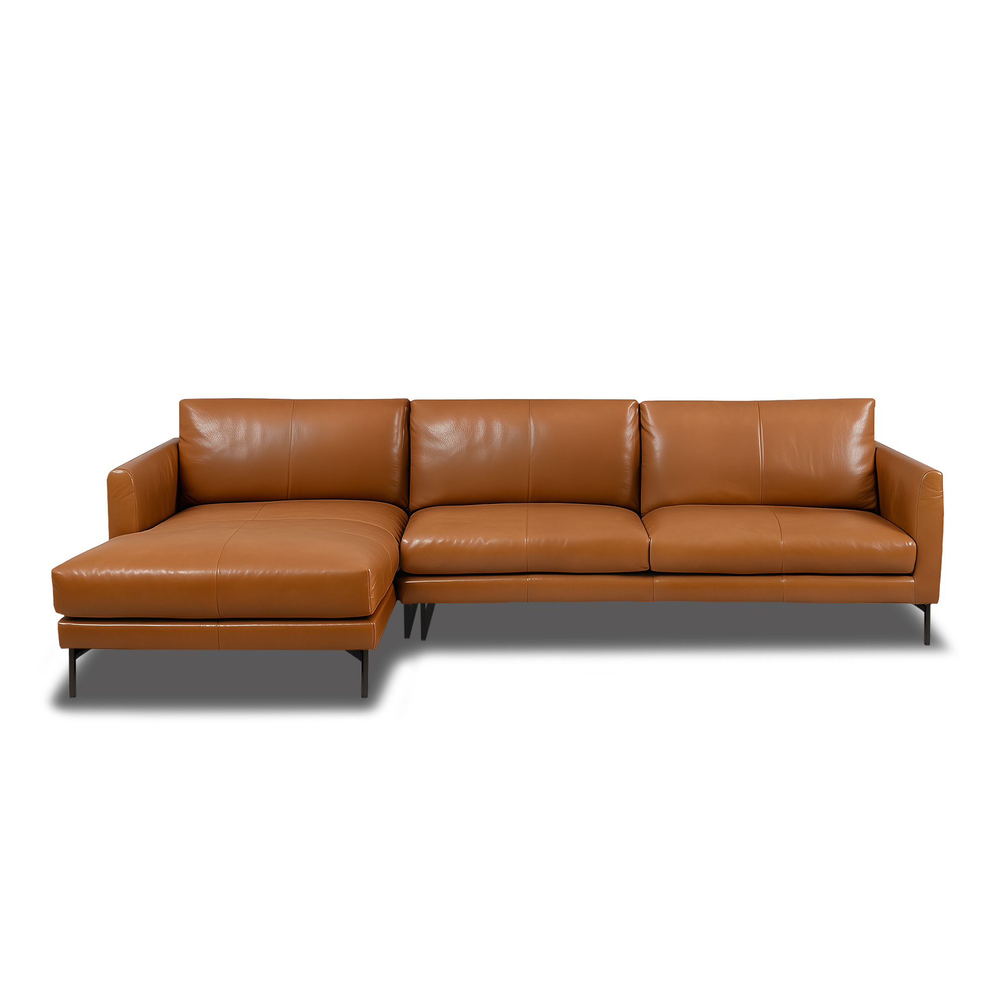 Linear L-Shape Sofa - Leather in Cognac, view 18