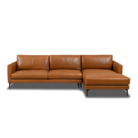 Linear L-Shape Sofa - Leather in Cognac, view 9