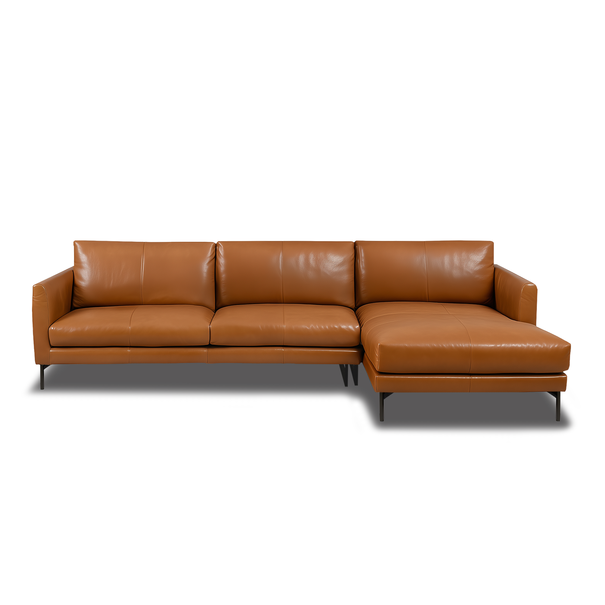 Linear L-Shape Sofa - Leather in Cognac, view 9