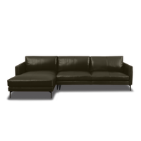 Linear L-Shape Sofa - Leather in olive, view 19