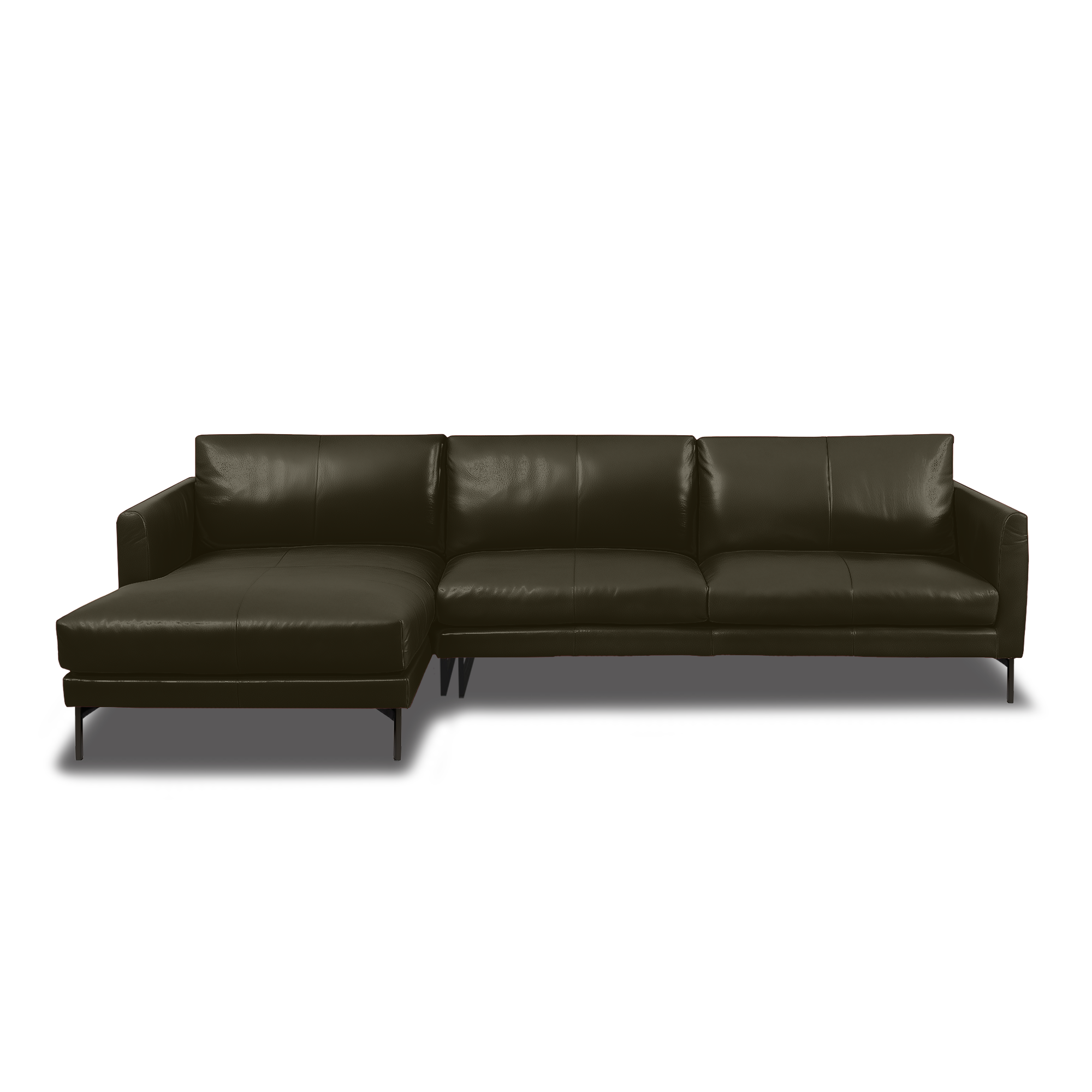 Linear L-Shape Sofa - Leather in olive, view 19