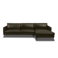 Linear L-Shape Sofa - Leather in Dark Olive, view 8
