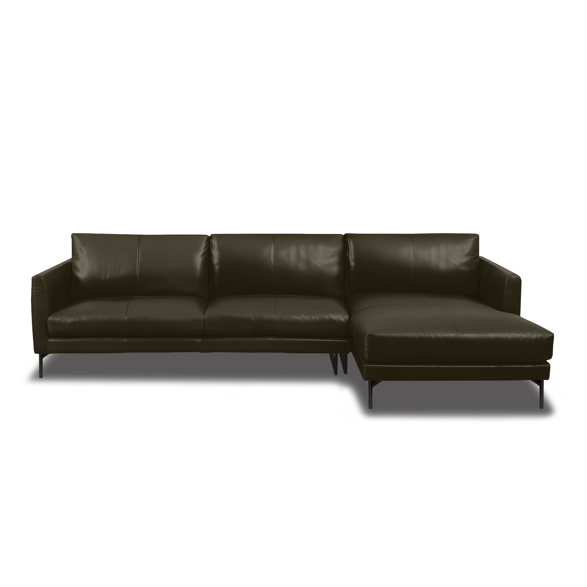 Linear L-Shape Sofa - Leather in Dark Olive, view 8