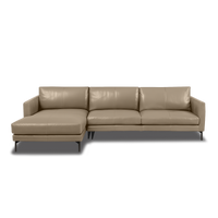 Linear L-Shape Sofa - Leather in Oatmeal, view 21