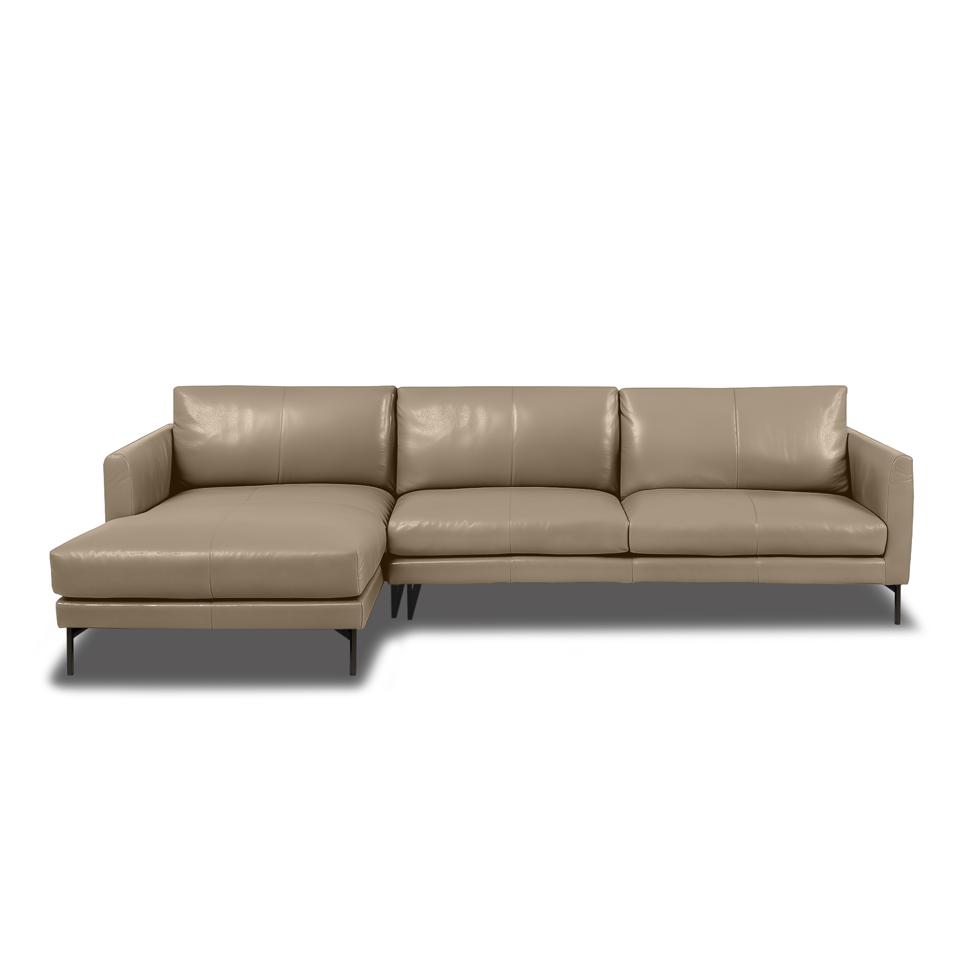 Linear L-Shape Sofa - Leather in Oatmeal, view 21