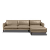 Linear L-Shape Sofa - Leather in Oatmeal, view 4
