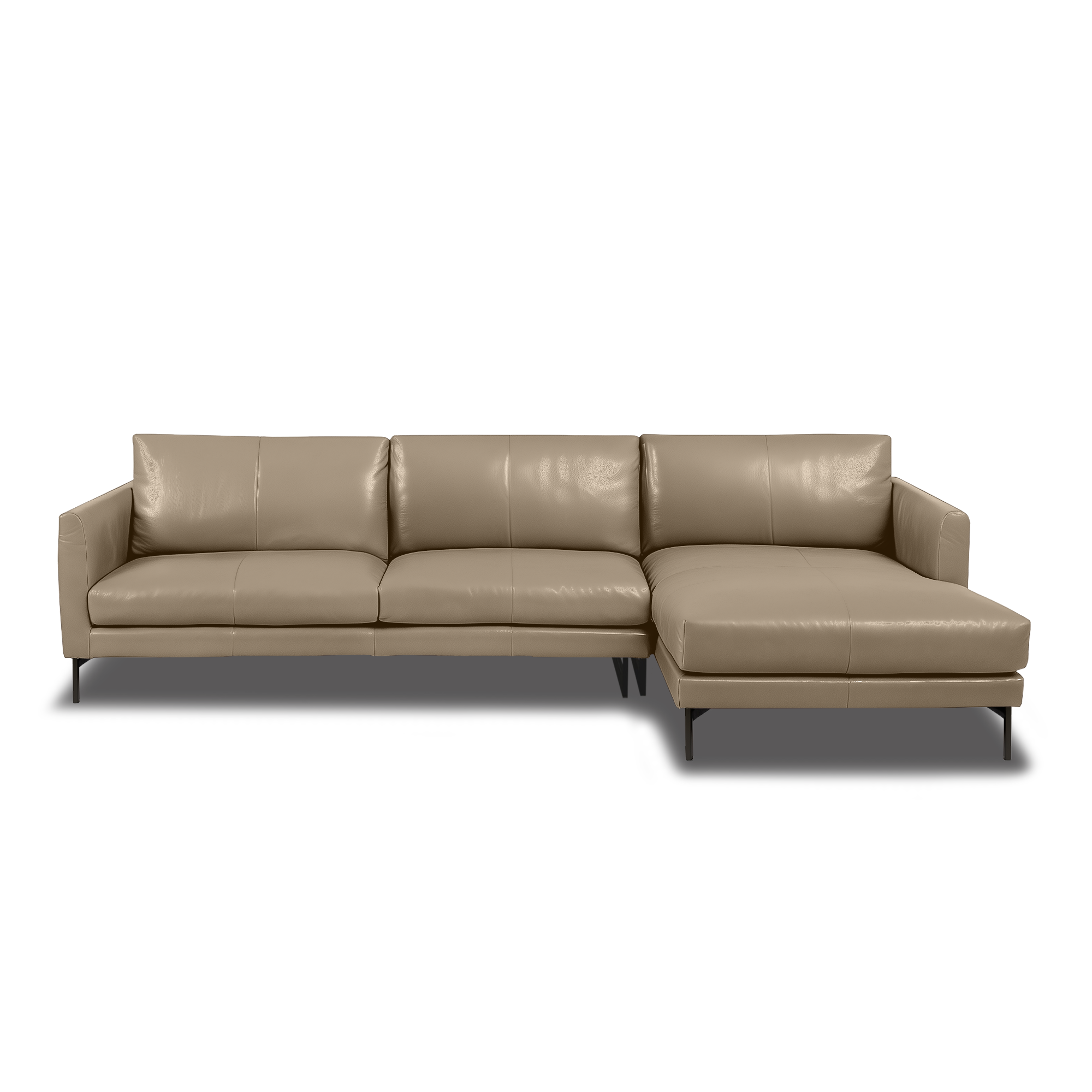 Linear L-Shape Sofa - Leather in Oatmeal, view 4