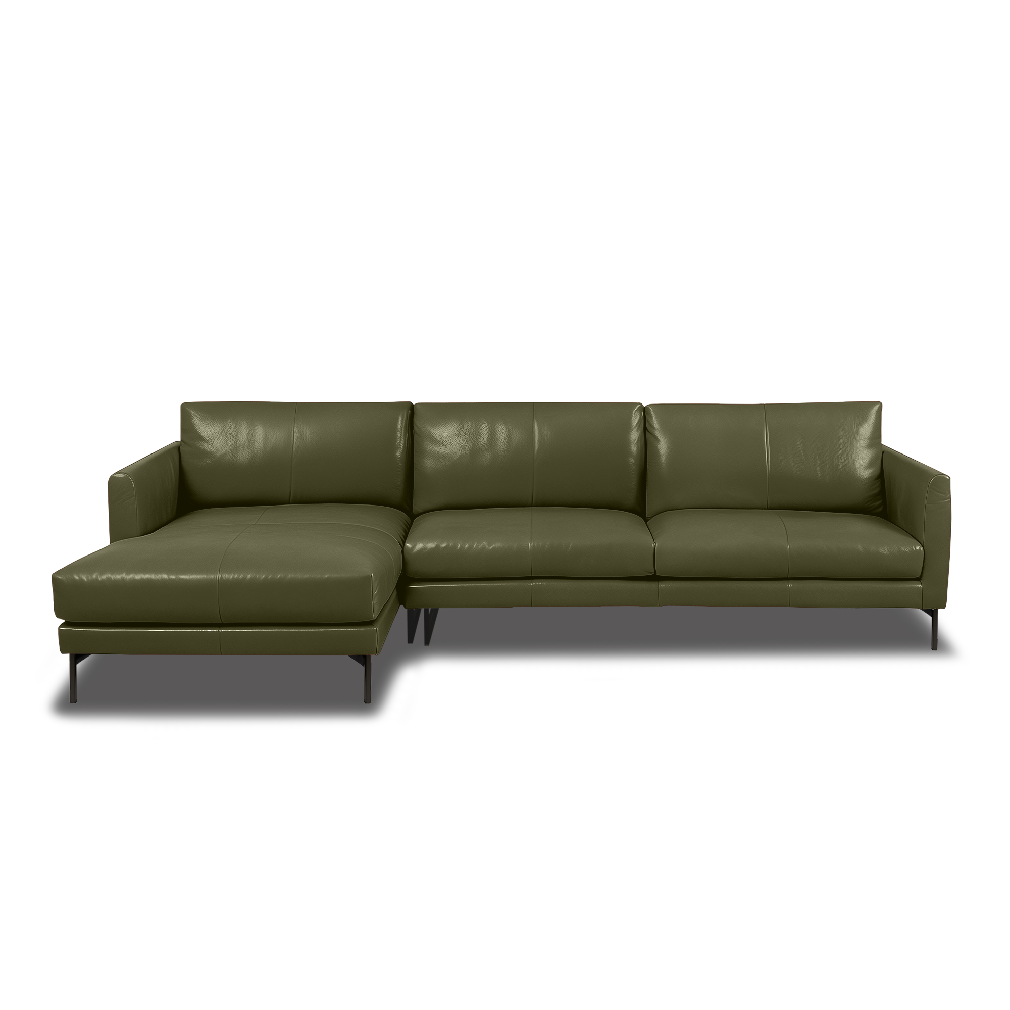 Linear L-Shape Sofa - Leather in green, view 22