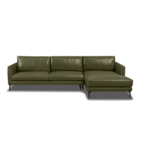 Linear L-Shape Sofa - Leather in Olive Green, view 7