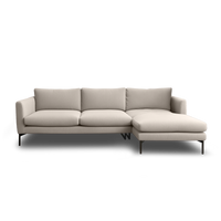 Linear L-Shape Sofa in Nardo Light Grey fabric, right chaise