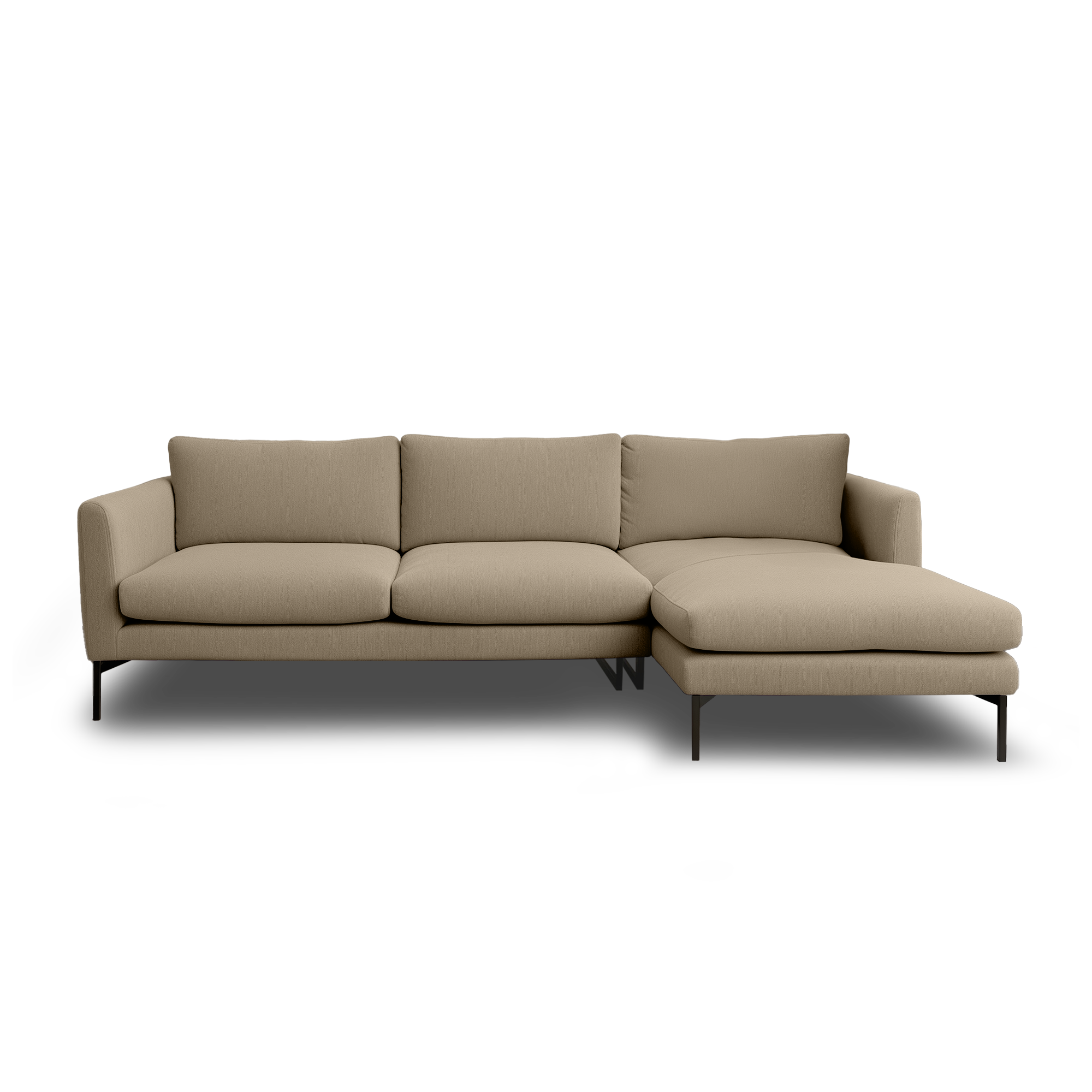Linear L-Shape Sofa in Nardo Pebble fabric, right chaise