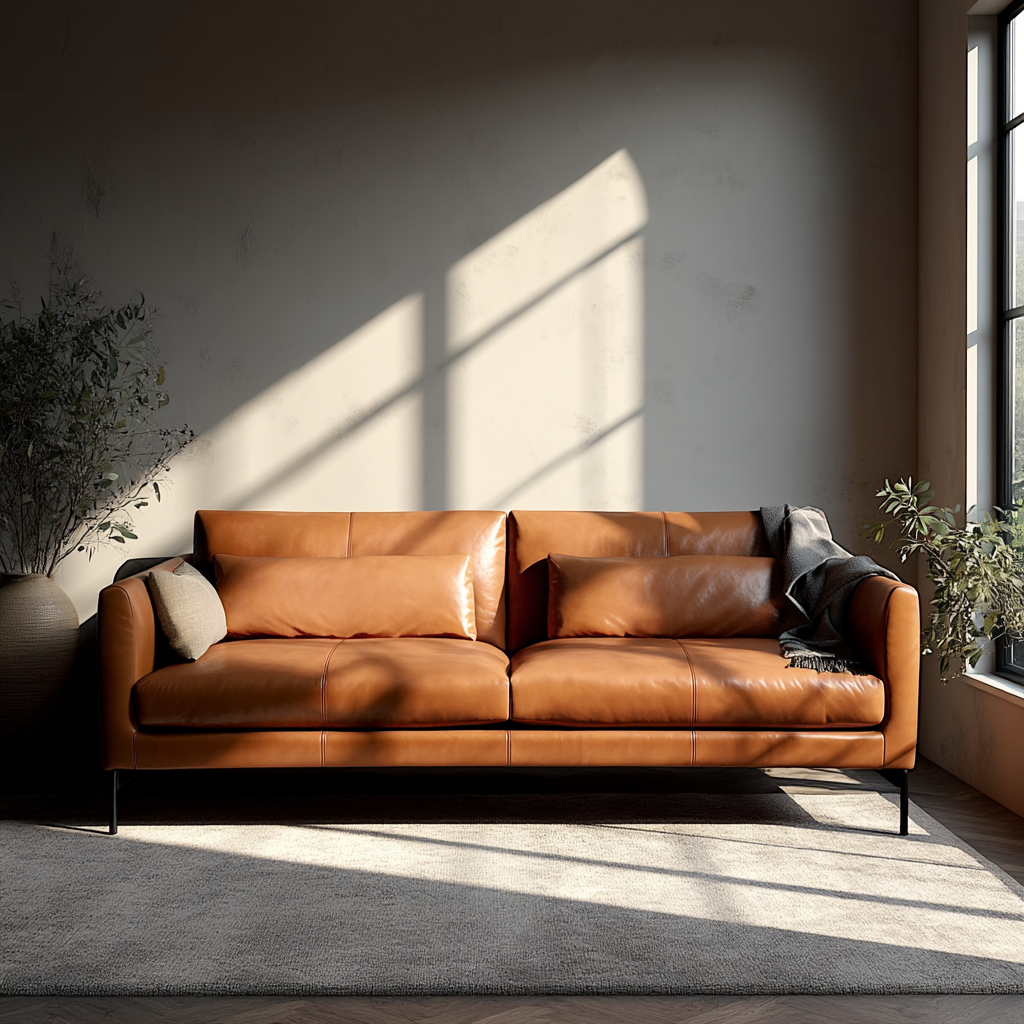 Linear Straight Sofa Leather, view 2