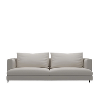 Easytime-Plus sofa in light grey fabric with two loose back cushions on slim black legs