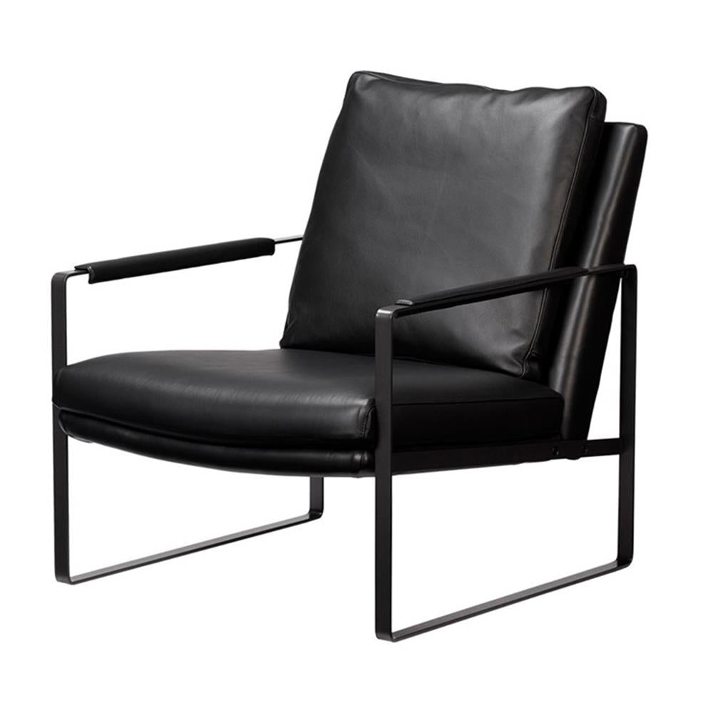 Leman Armchair - Leather in black, three quarter view