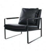 Leman Armchair - Leather in black, side view