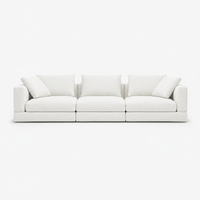 Nature 3 piece sofa in cream fabric on low timber legs. Bauhaus sofas, Auckland.