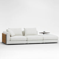 Nature sofa in cream fabric with ottoman, room setting