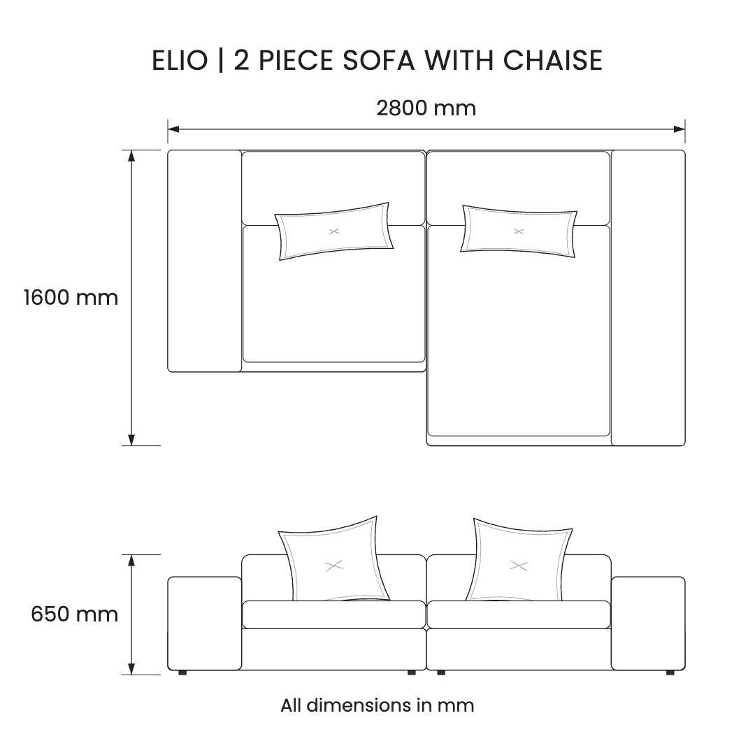 Elio 2-Piece Sofa with Chaise
