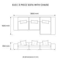 Elio 3-Piece Sofa with Chaise