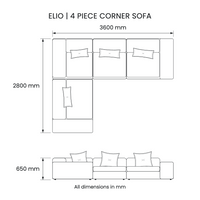 Elio 4-Piece Corner Sofa - with armrests