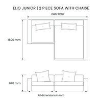 Elio Junior 2-Piece Sofa with Chaise