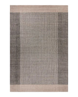 Bedrock floor rug with a charcoal border and a fine woven centre in natural tones