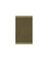 Carla entrance mat in olive green with a tan woven border