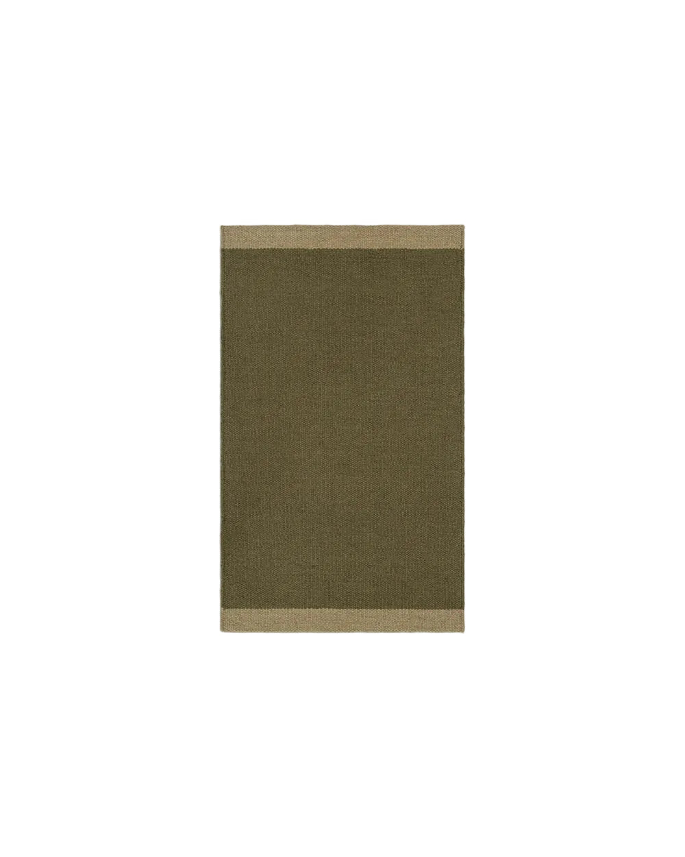 Carla entrance mat in olive green with a tan woven border