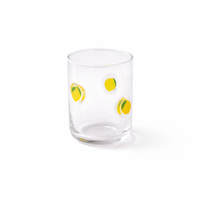 Icon glass, clear tumbler with yellow hand-painted dots