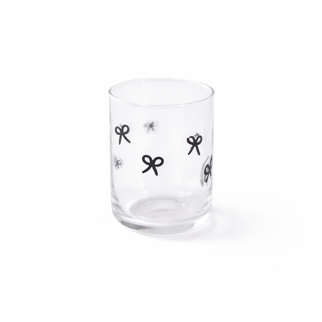 Icon glass, clear tumbler with black hand-painted bows