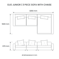 Elio Junior 3-Piece Sofa with Chaise, view 3