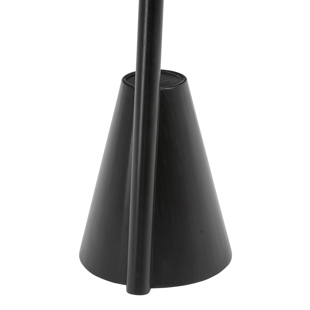 Close view of the Mate side table cone base and stem in black