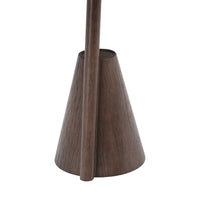 Close view of the Mate side table cone base and stem in brown-stained timber